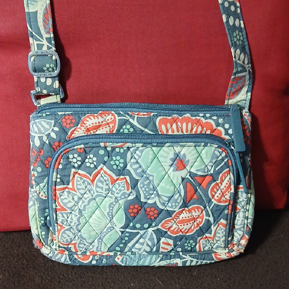 2 Piece Floral Quilted Crossbody Bag w/ matching wristlet